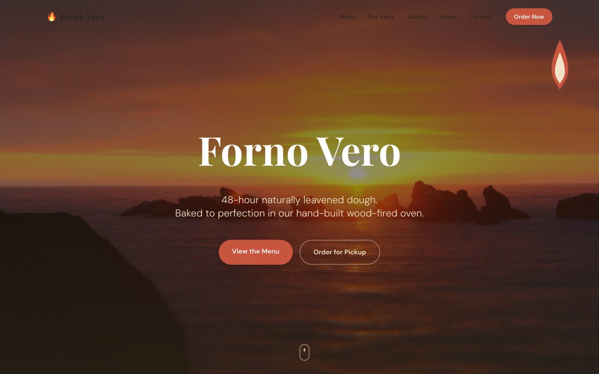 Forno Vero website - Restaurants example built with Semalt AI