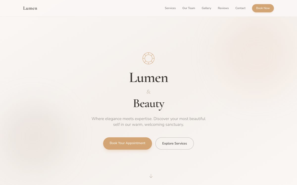 Lumen Hair & Beauty website - Beauty & Hair example built with Semalt AI