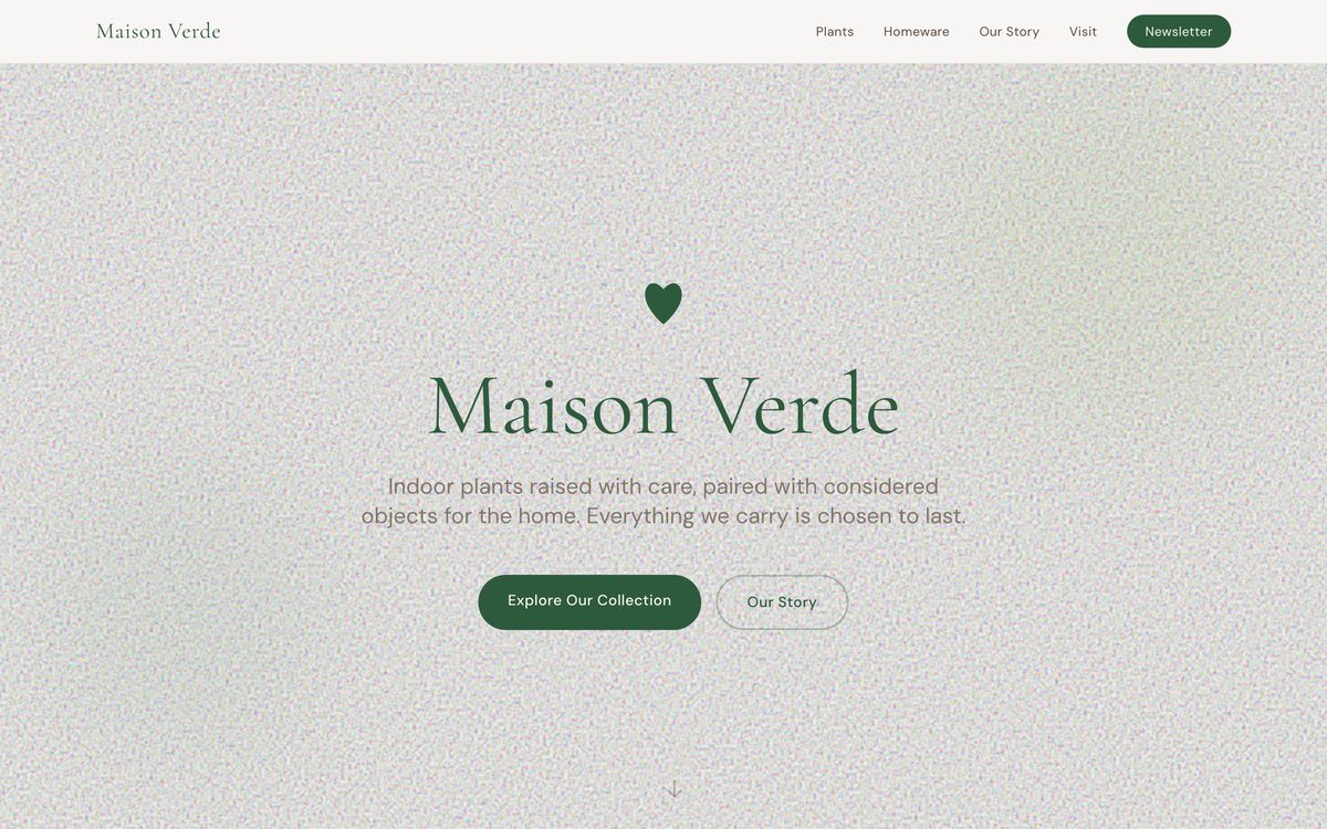 Maison Verde website - Retail example built with Semalt AI