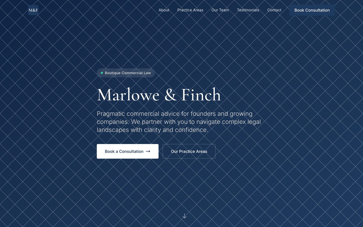 Marlowe & Finch website - Professional example built with Semalt AI