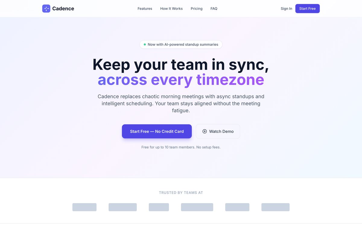 Cadence website - SaaS example built with Semalt AI